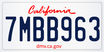 CA license plate 7MBB963