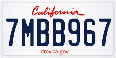 CA license plate 7MBB967