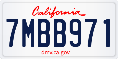 CA license plate 7MBB971