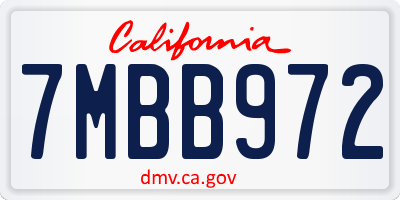 CA license plate 7MBB972