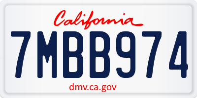 CA license plate 7MBB974