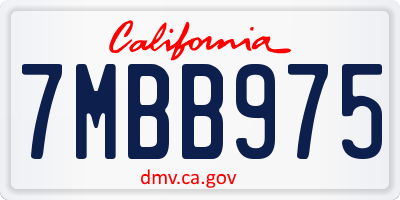 CA license plate 7MBB975