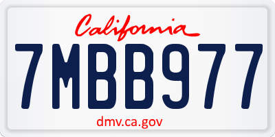 CA license plate 7MBB977