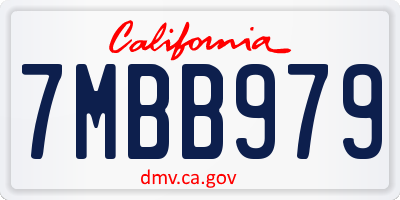 CA license plate 7MBB979