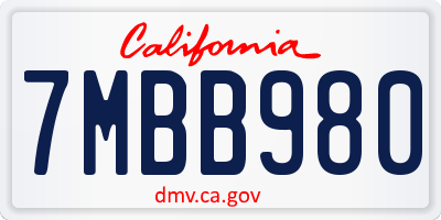 CA license plate 7MBB980