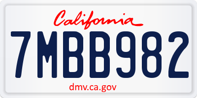 CA license plate 7MBB982