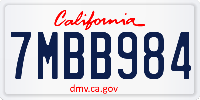 CA license plate 7MBB984