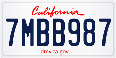 CA license plate 7MBB987