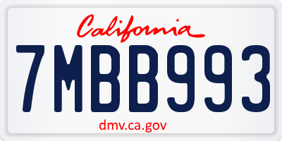 CA license plate 7MBB993
