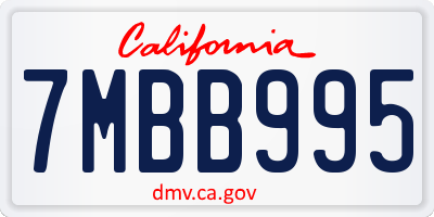 CA license plate 7MBB995