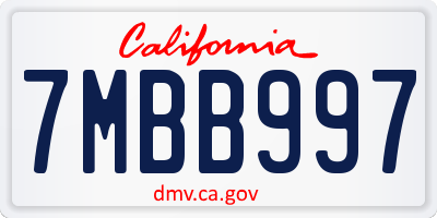CA license plate 7MBB997