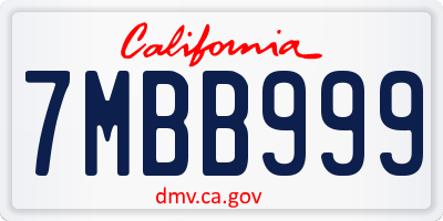 CA license plate 7MBB999