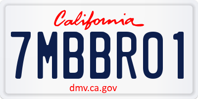 CA license plate 7MBBR01