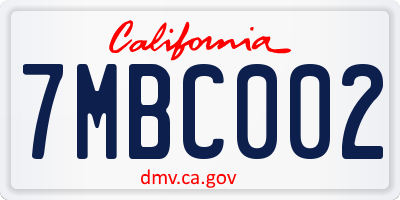 CA license plate 7MBC002