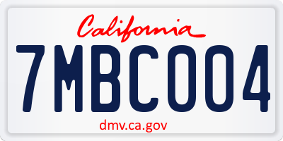 CA license plate 7MBC004