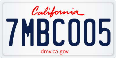 CA license plate 7MBC005