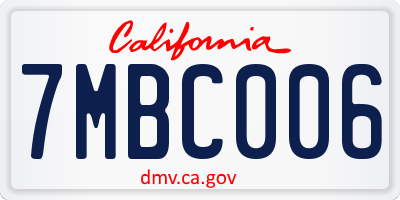 CA license plate 7MBC006