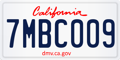 CA license plate 7MBC009