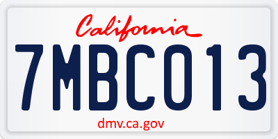 CA license plate 7MBC013