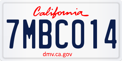 CA license plate 7MBC014