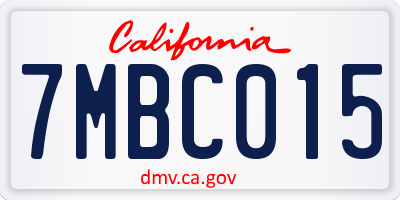 CA license plate 7MBC015