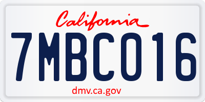 CA license plate 7MBC016