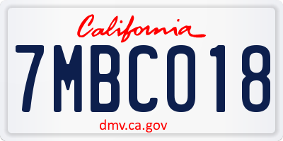 CA license plate 7MBC018