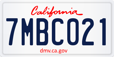 CA license plate 7MBC021