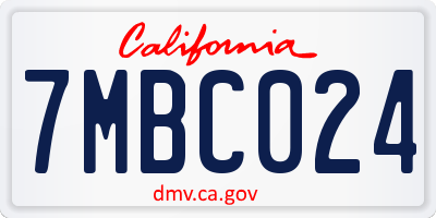 CA license plate 7MBC024