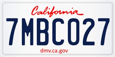 CA license plate 7MBC027