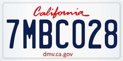 CA license plate 7MBC028