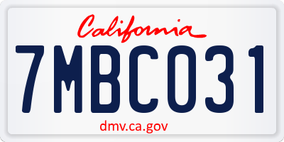 CA license plate 7MBC031