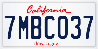 CA license plate 7MBC037
