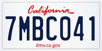 CA license plate 7MBC041