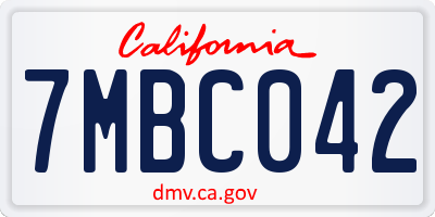 CA license plate 7MBC042