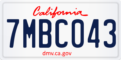 CA license plate 7MBC043
