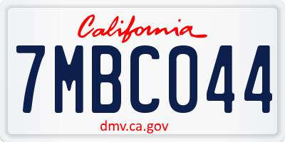 CA license plate 7MBC044