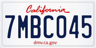 CA license plate 7MBC045