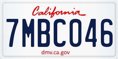 CA license plate 7MBC046