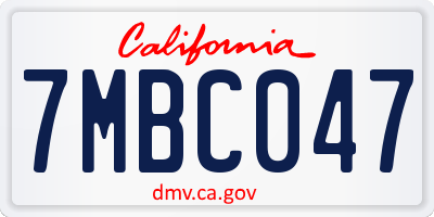 CA license plate 7MBC047