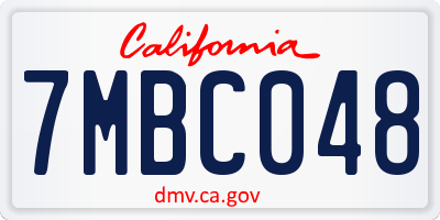 CA license plate 7MBC048