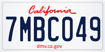 CA license plate 7MBC049