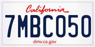 CA license plate 7MBC050