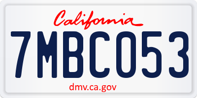 CA license plate 7MBC053