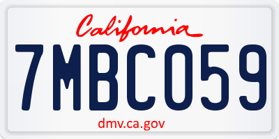 CA license plate 7MBC059
