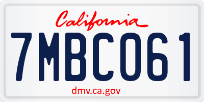 CA license plate 7MBC061