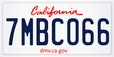CA license plate 7MBC066