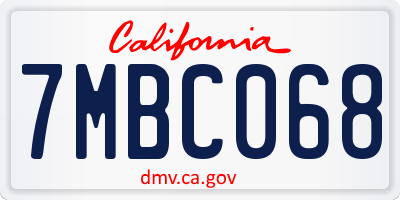 CA license plate 7MBC068