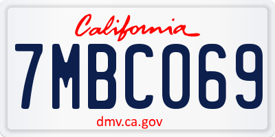 CA license plate 7MBC069