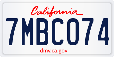 CA license plate 7MBC074